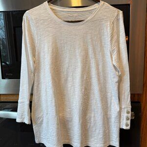 Chico's Pullover Long Sleeve White Round Neck Size 1 - M